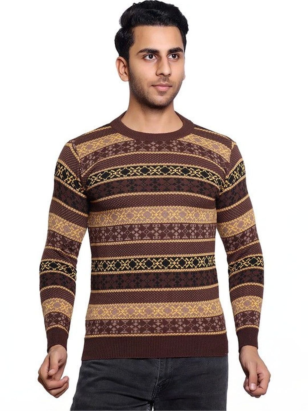 Grand Line Men Fair Isle Printed Pullover-picture-37