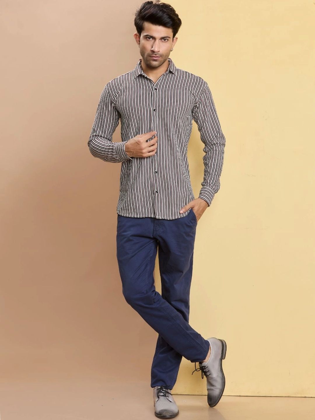 STONEBERG Men Slim Fit Multi Stripes Striped Casual Shirt-picture-46