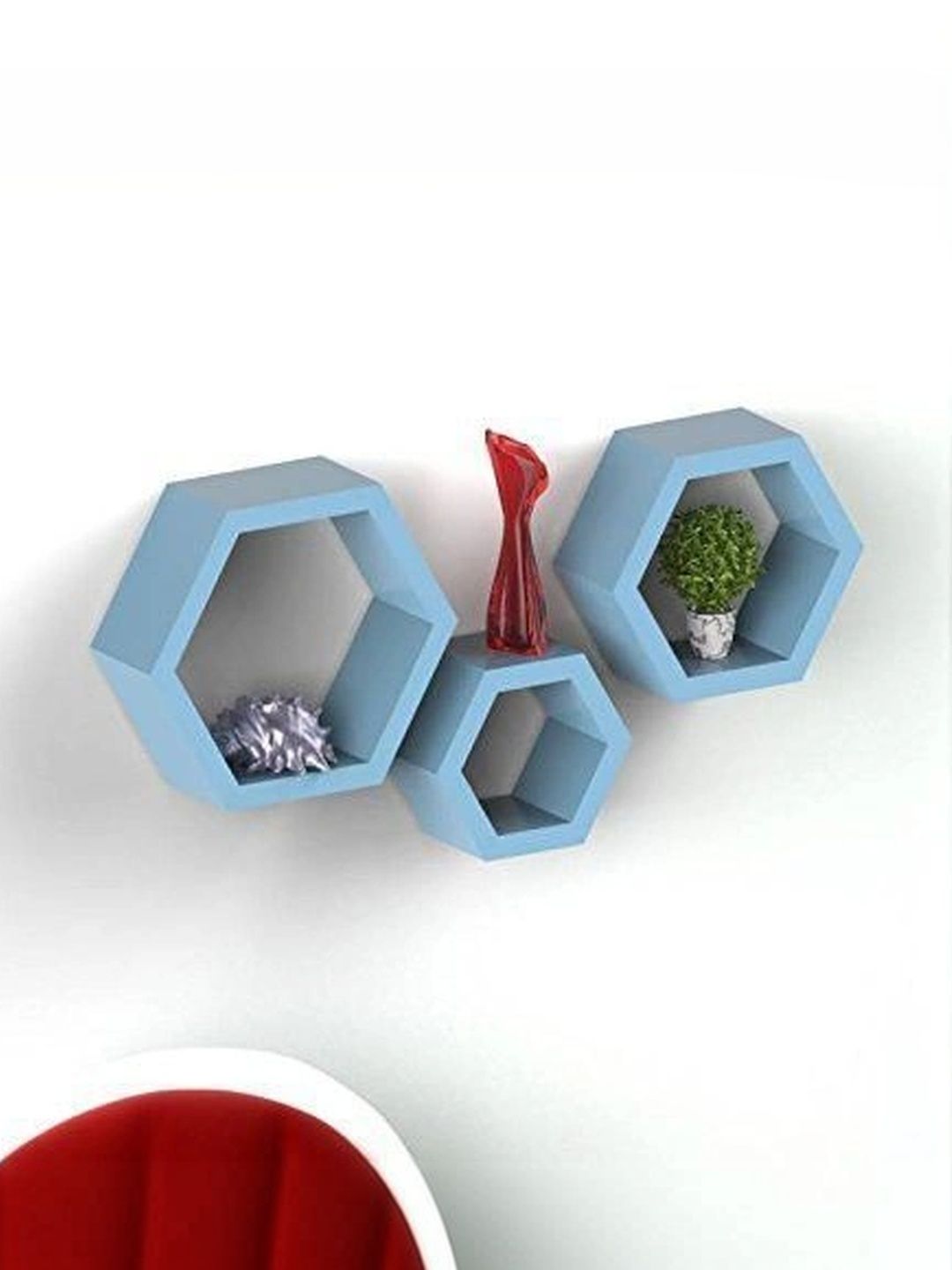 TFS TRADERS Blue MDF Wall Shelf with Keyholders-picture-47