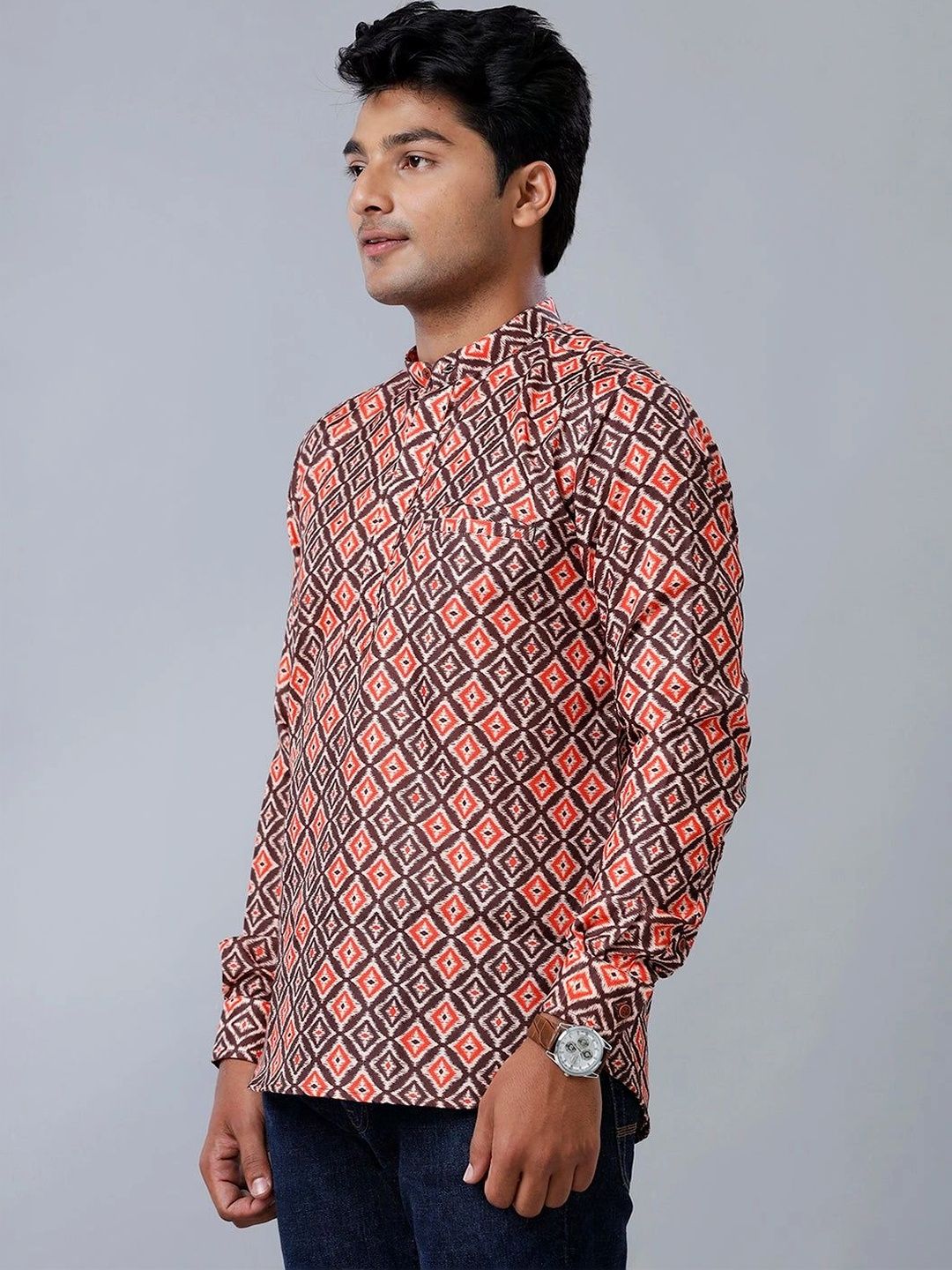 Ramraj Men Geometric Printed Handloom Kurta-image-48