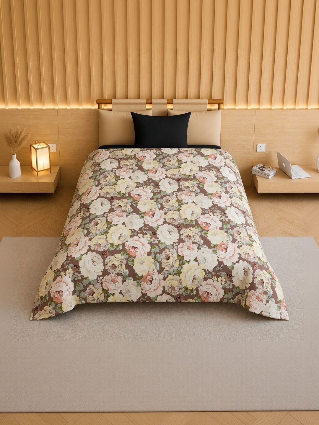 TINDLER KNOTS Brown Floral Printed Single Duvet Cover-picture-36