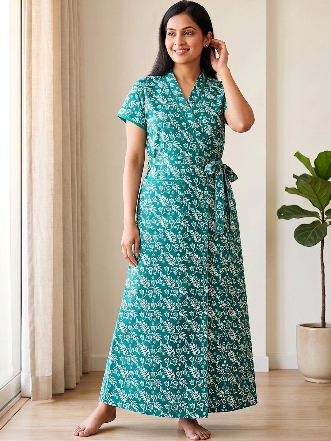 REJEETAA Printed Maxi Nightdress-picture-44