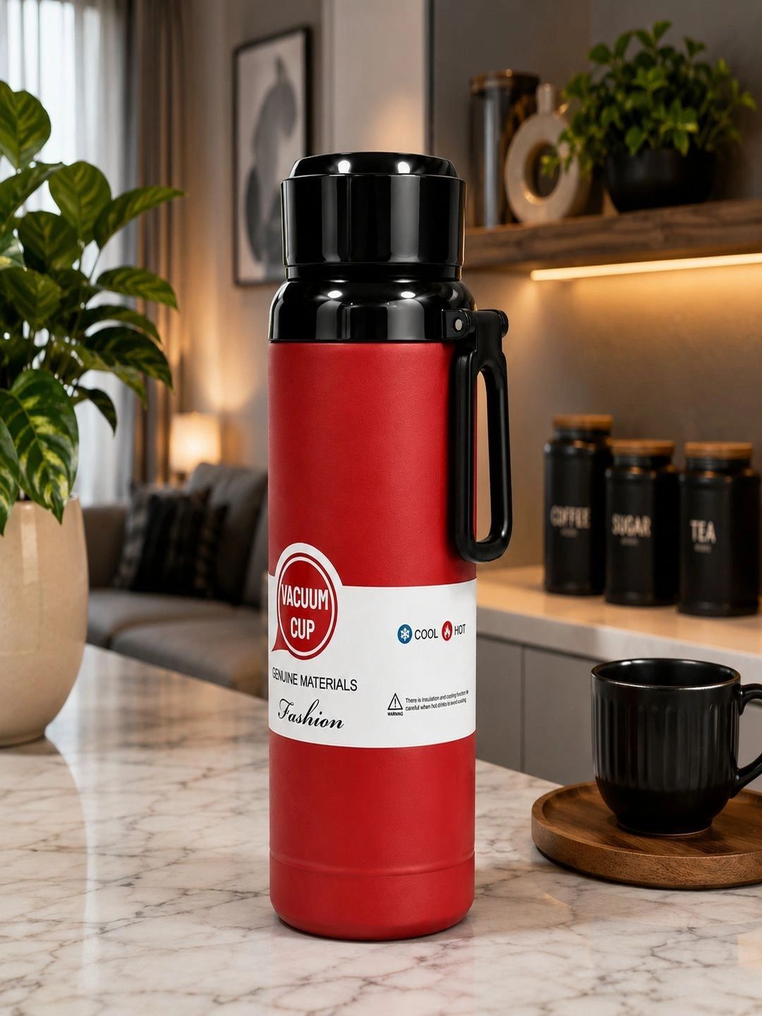 MAAHIL Red & Black Single Stainless Steel Solid Smart Vacuum Water Bottle-image-31