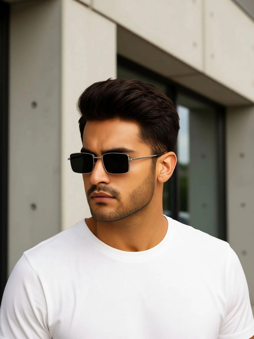 AKAYI Unisex Black Lens & Silver-Toned Rectangle Sunglasses with-image-44