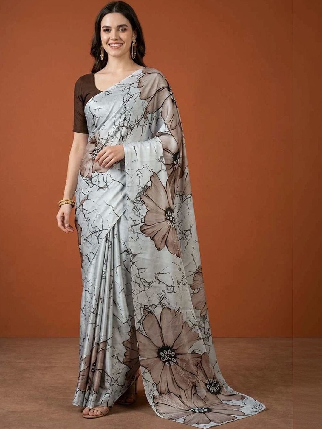 House of Pataudi Floral Pure Cotton Fusion Saree-picture-26