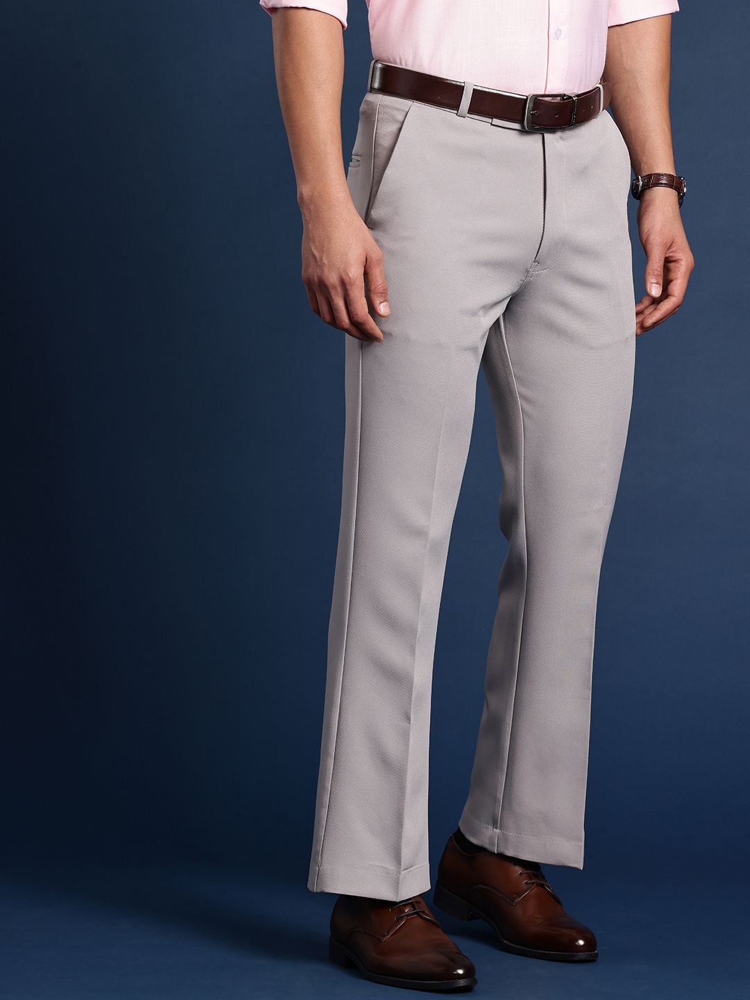 DIVISIVE Men Bootcut Slim Fit High-Rise Formal Trousers-picture-16