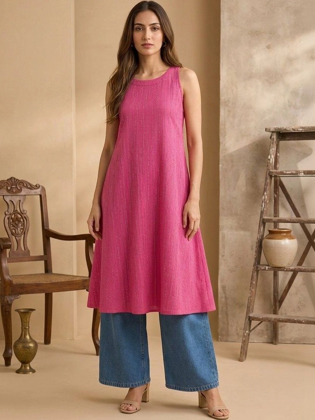 Sangria Woven Design Pure Cotton Kurti-picture-48