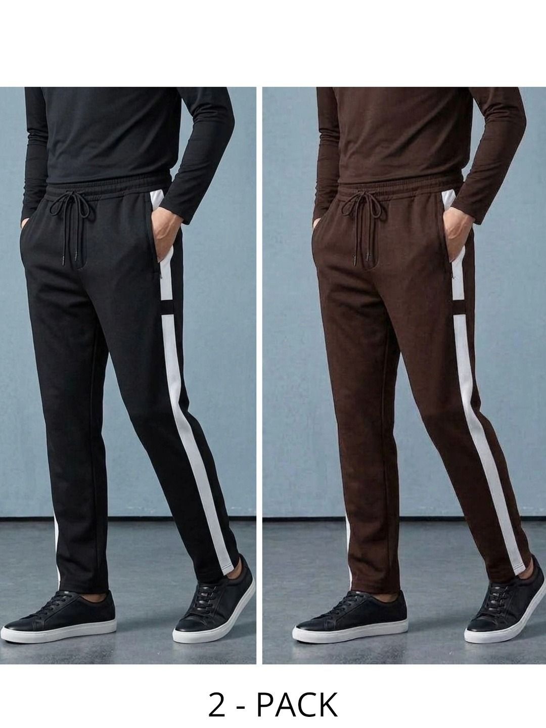 FLYWIND Men Pack of 2 Regular Fit Colourblocked Training Joggers-picture-31