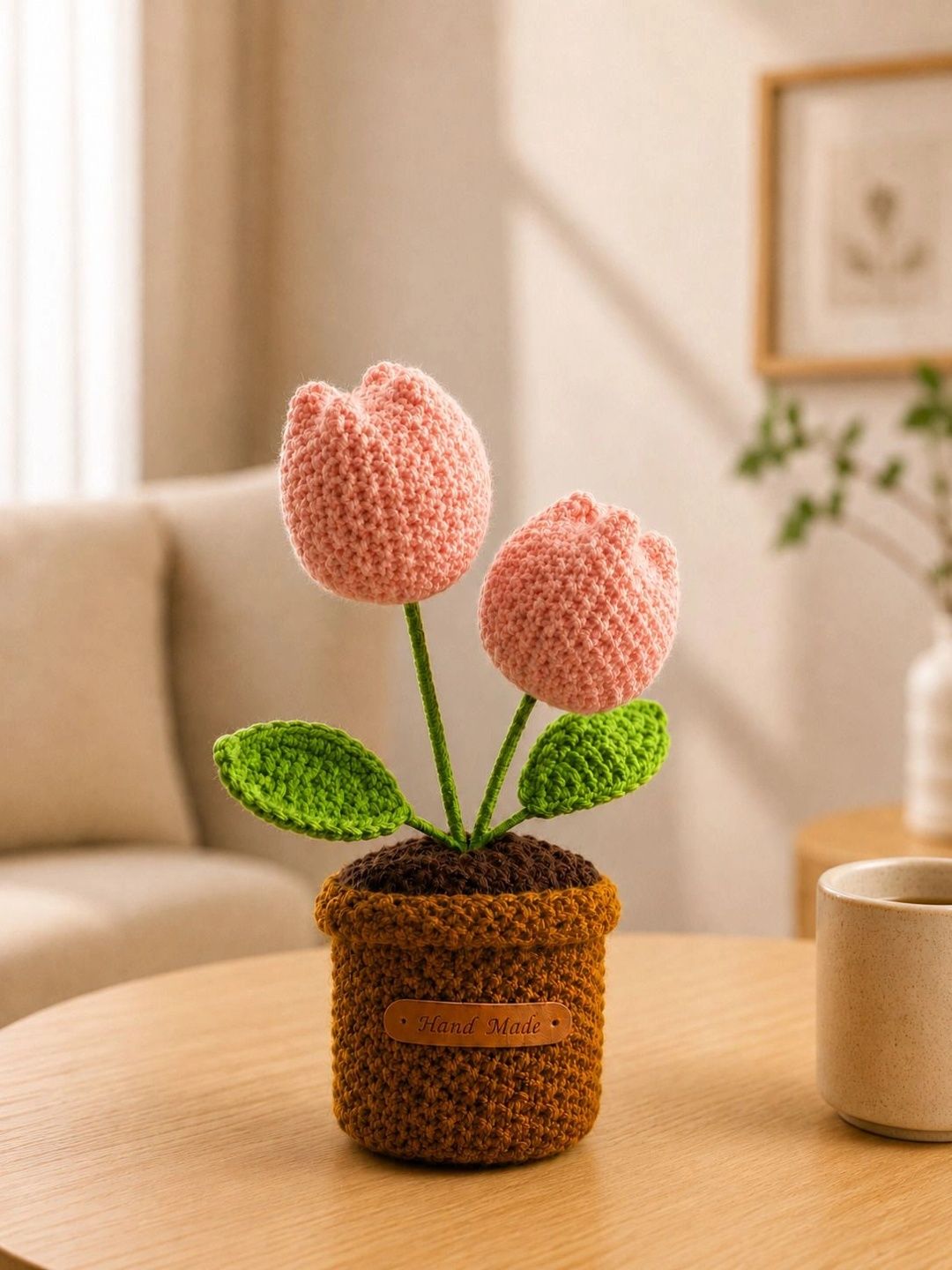 Vendola Peach-Coloured 1 Pieces Tulip Artificial Flower With Pot-image-47