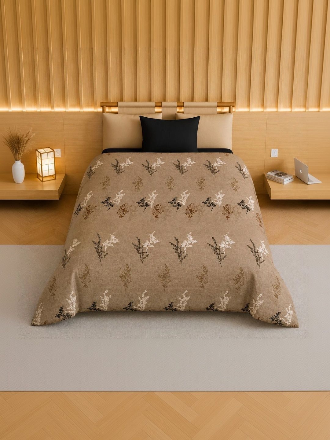 TINDLER KNOTS Brown Floral Printed Single Duvet Cover-picture-23