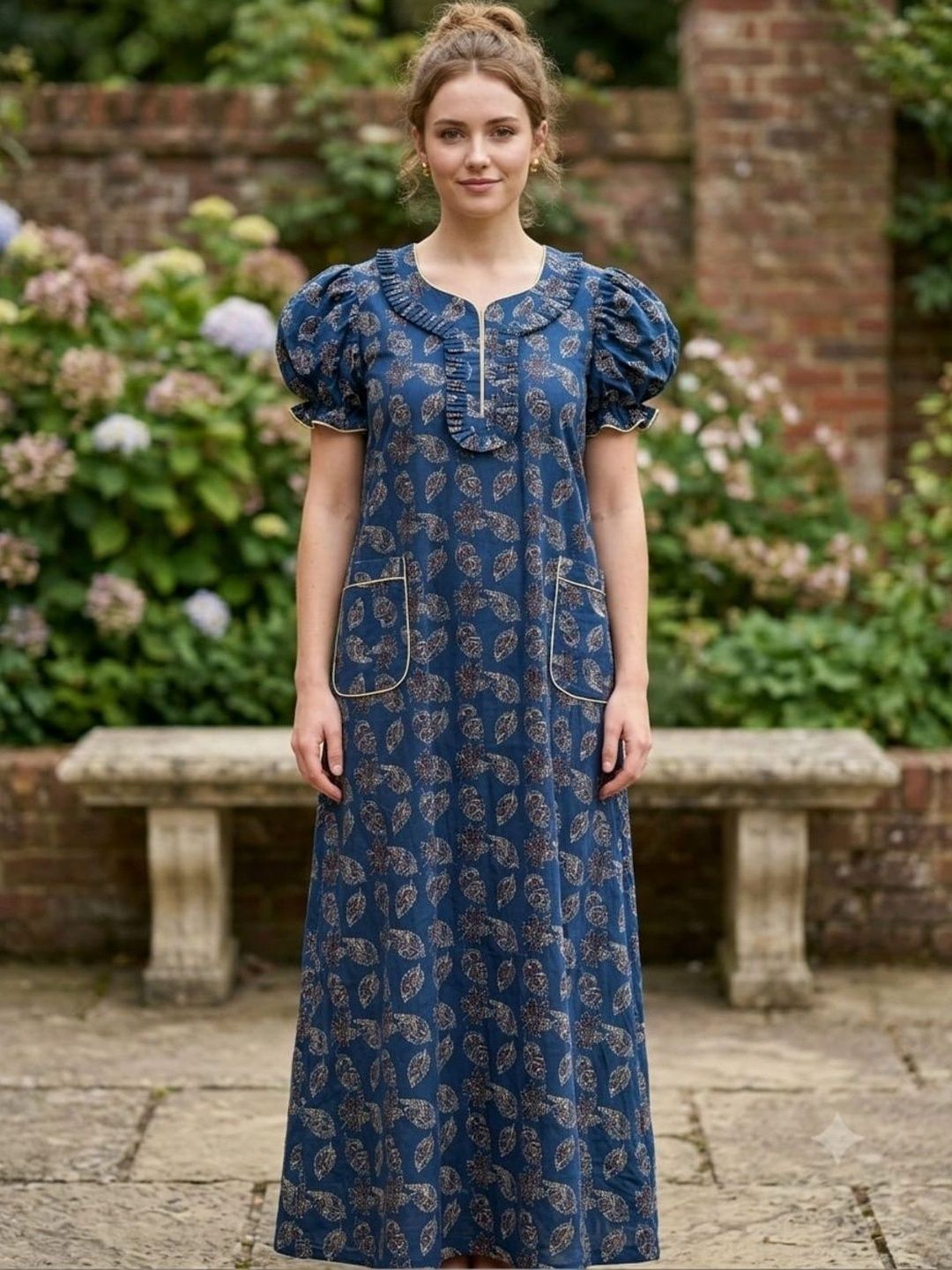 Silakaari Printed Maxi Nightdress-image-30