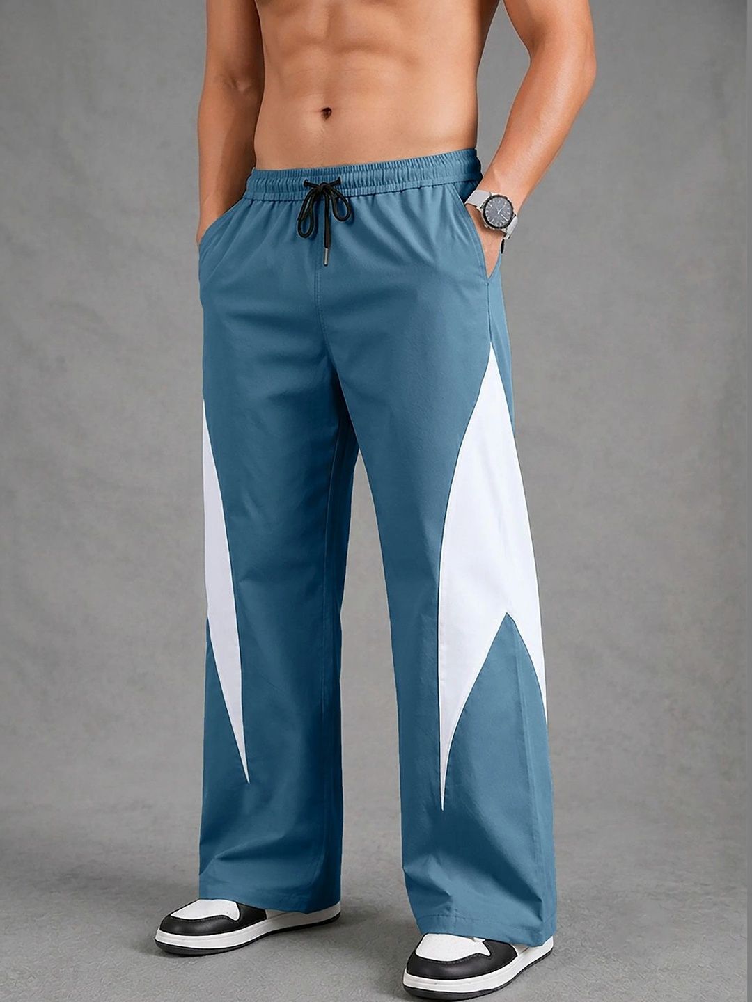 PRAVAHA Men Regular Fit Colourblocked Dri-FIT Training Track Pants-picture-26