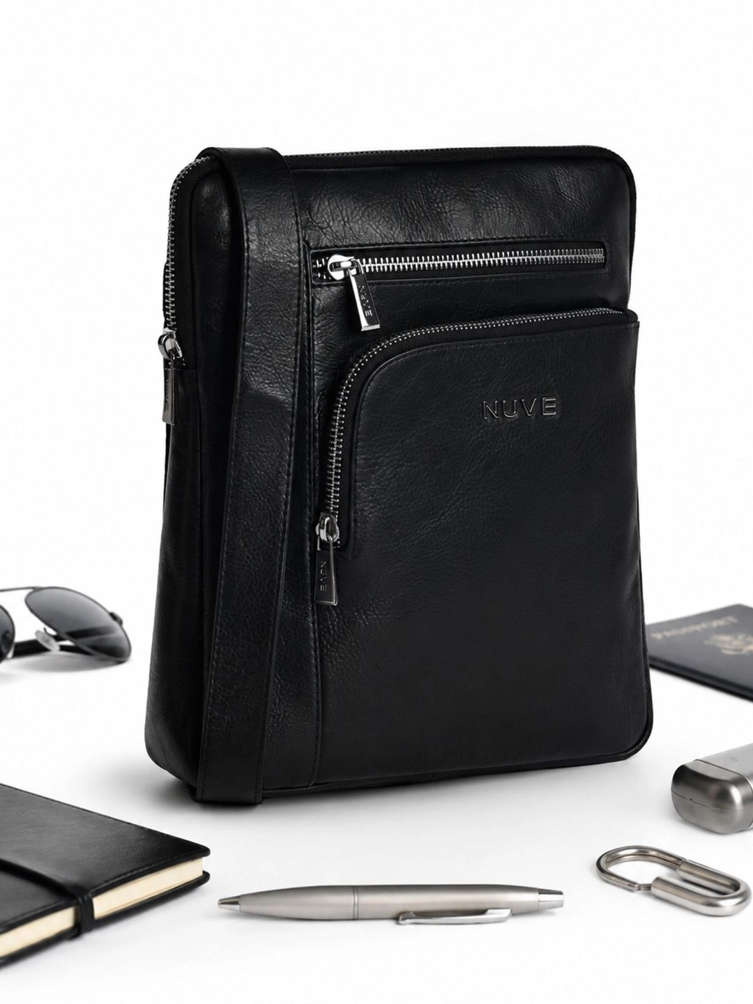 NUVE Men Textured Leather Laptop Bag-picture-19