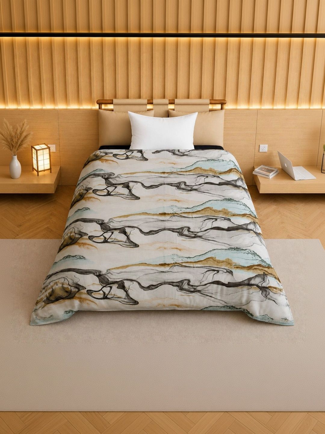TINDLER KNOTS White & Black Floral Printed Single Duvet Cover-picture-39