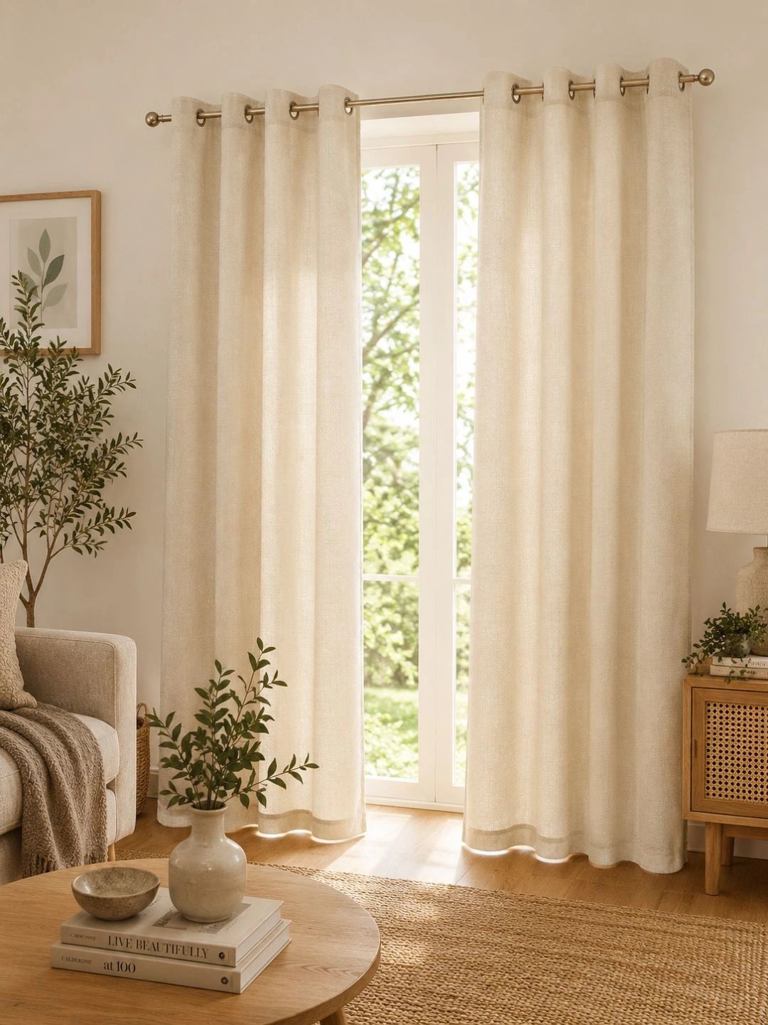 THE CONVERSION Cream-Coloured Set of 2 Room Darkening Door Curtain-picture-34