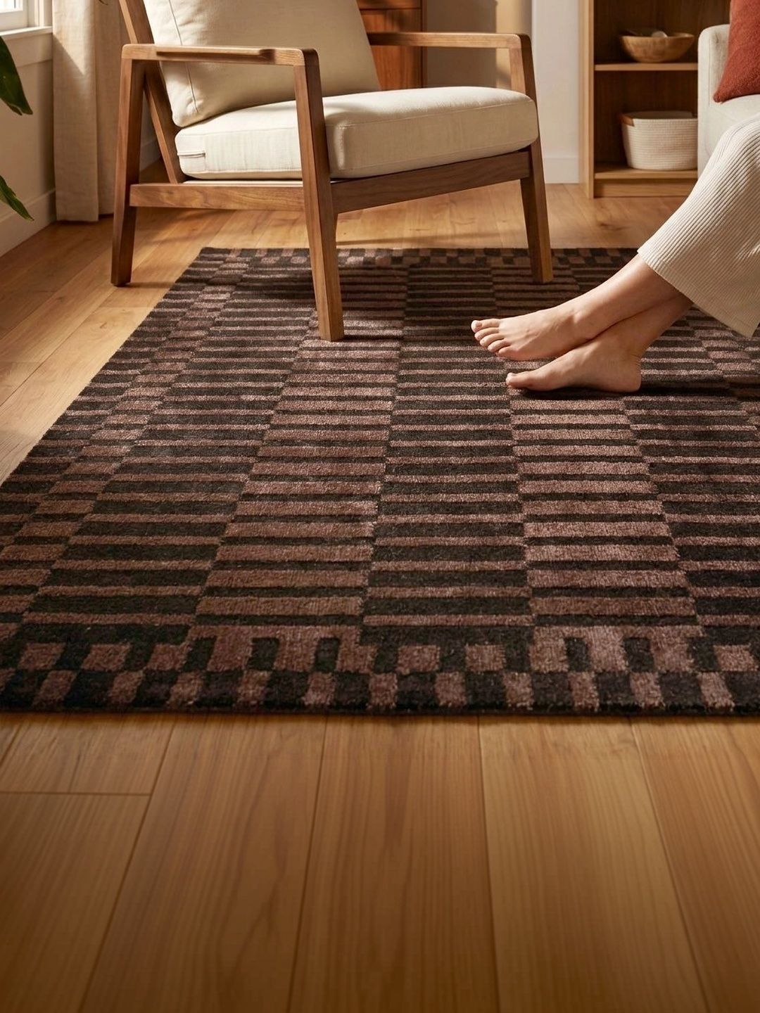 Saral Home Brown Geometric Polyester Carpet-picture-30