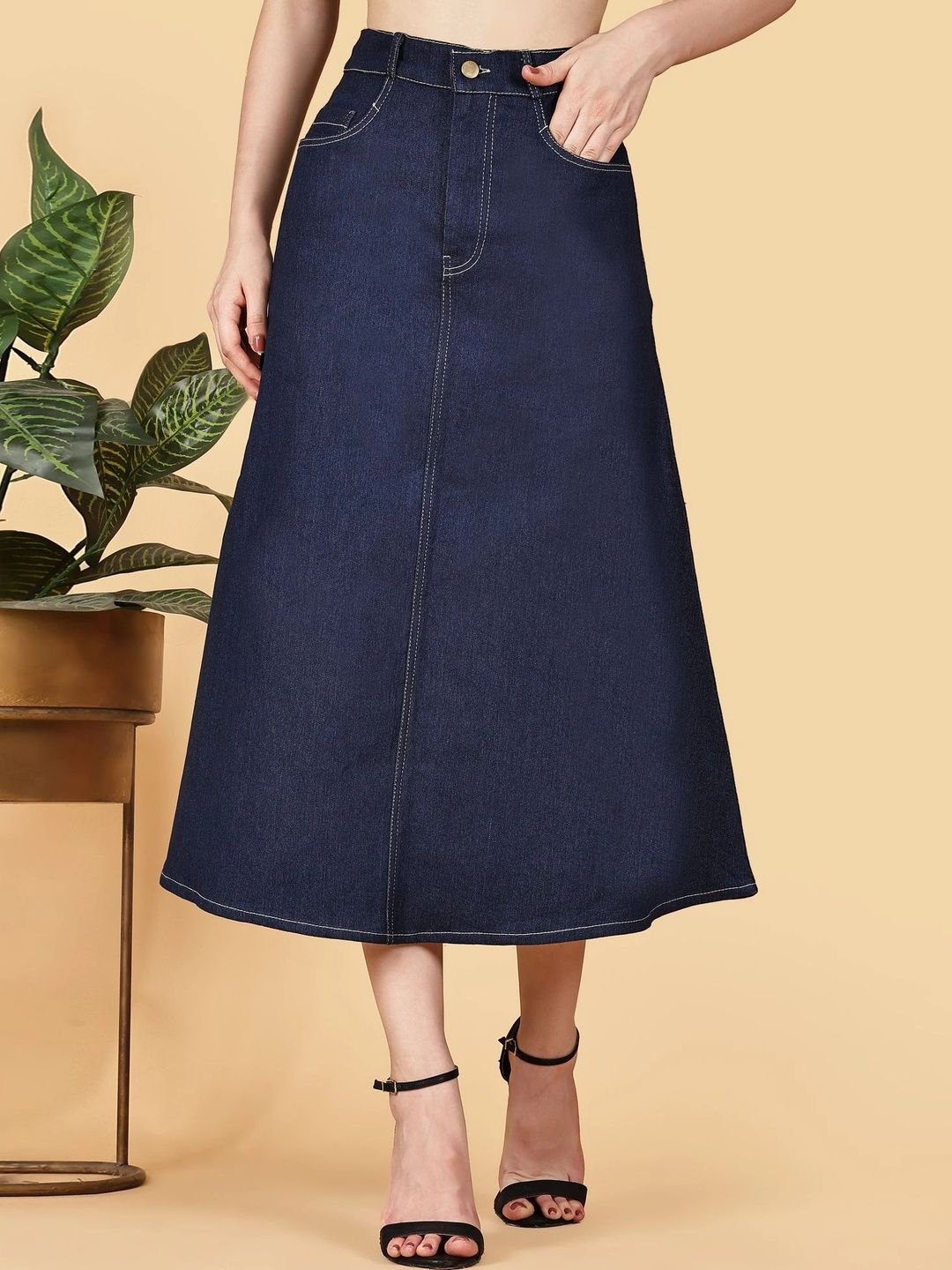 Chemistry Women Denim Midi A-Line Skirt-picture-28