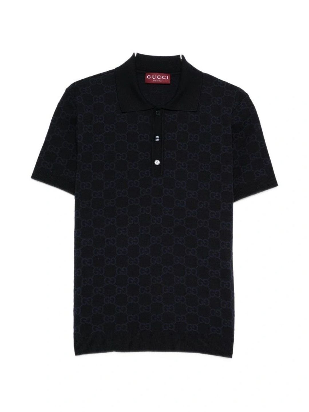 Gucci Men Brand Logo Printed Polo Collar T-shirt-image-33