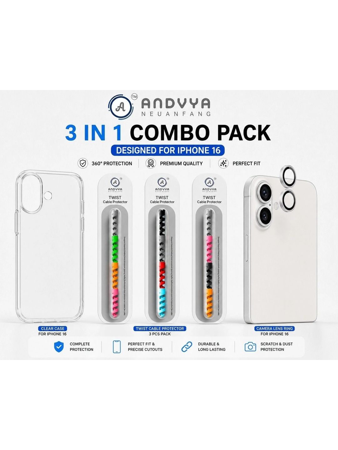 ANDVYA Solid Printed iPhone 16 Back Case Mobile Accessories-image-1