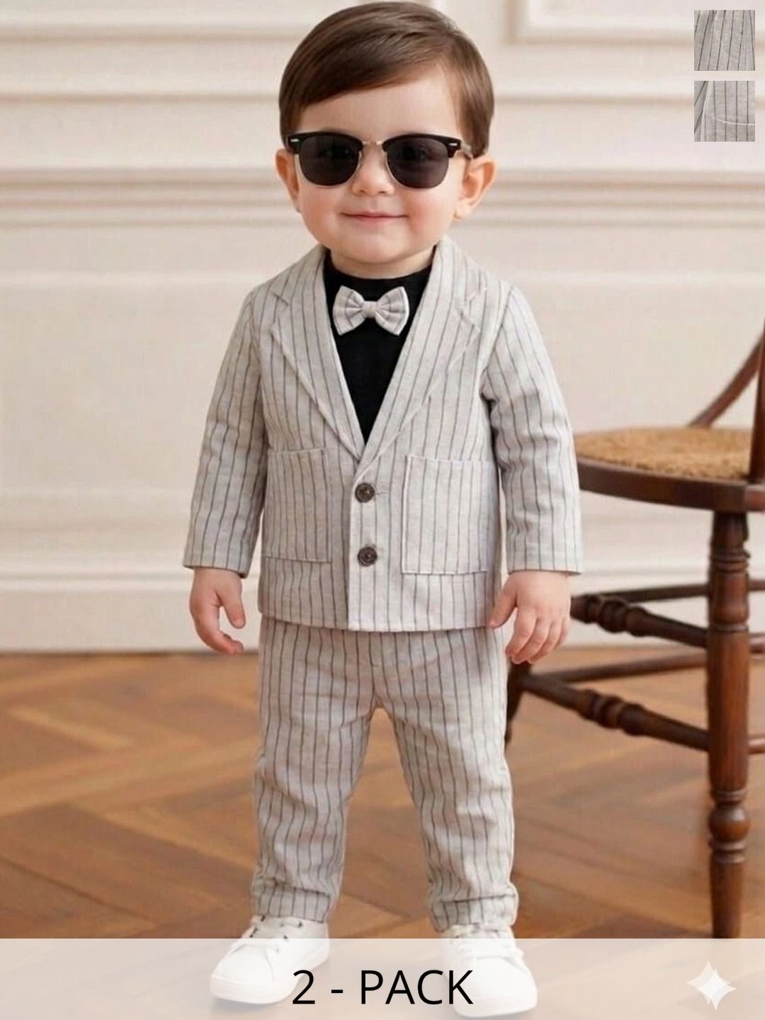 NEMI CREATION Boys Striped Coat with Trousers-picture-20