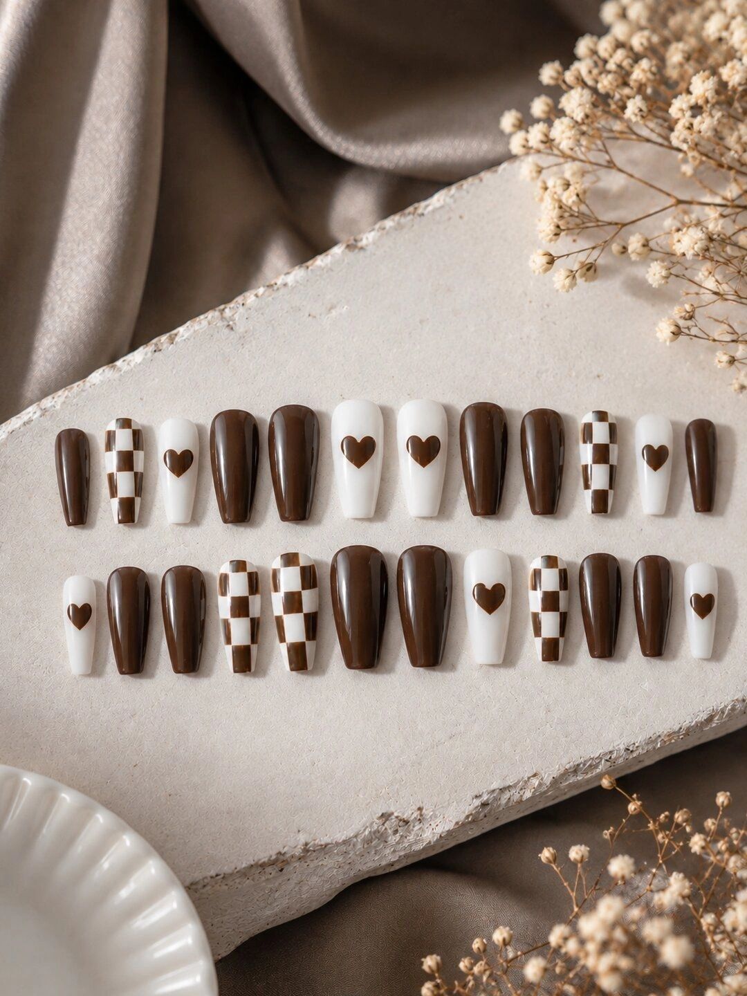 Krelin Set Of 24 Reusable Artificial Press On Nails - Chocolate Brown-picture-40