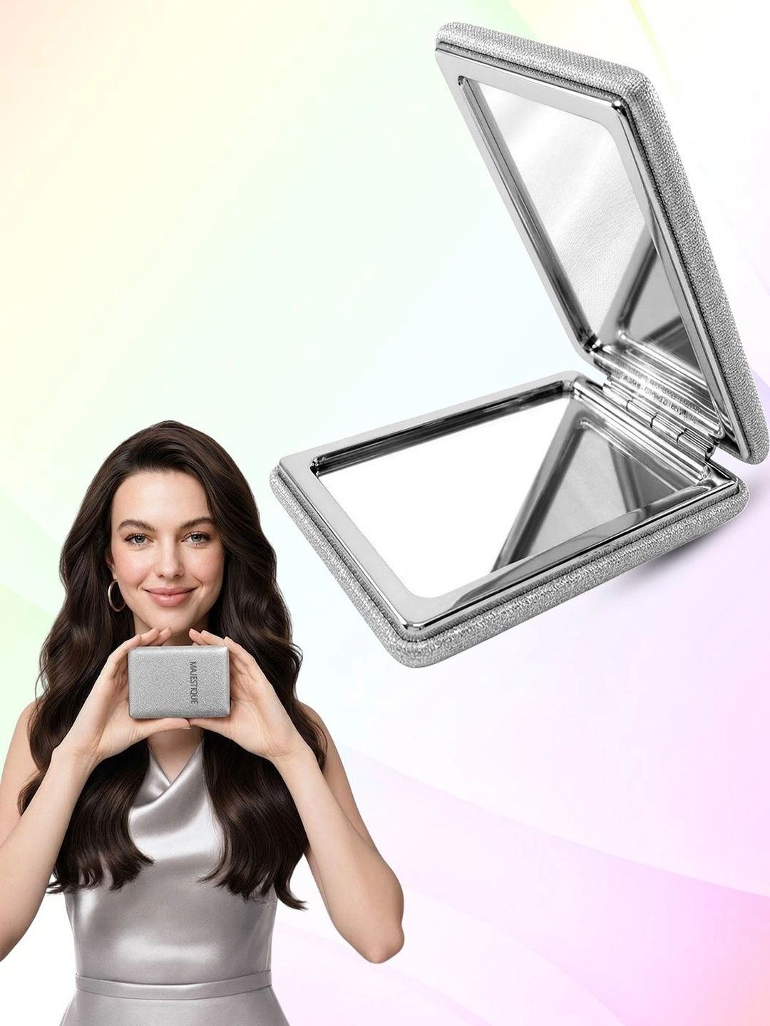 MAJESTIQUE Grey Textured Pocket Mirrors-picture-18