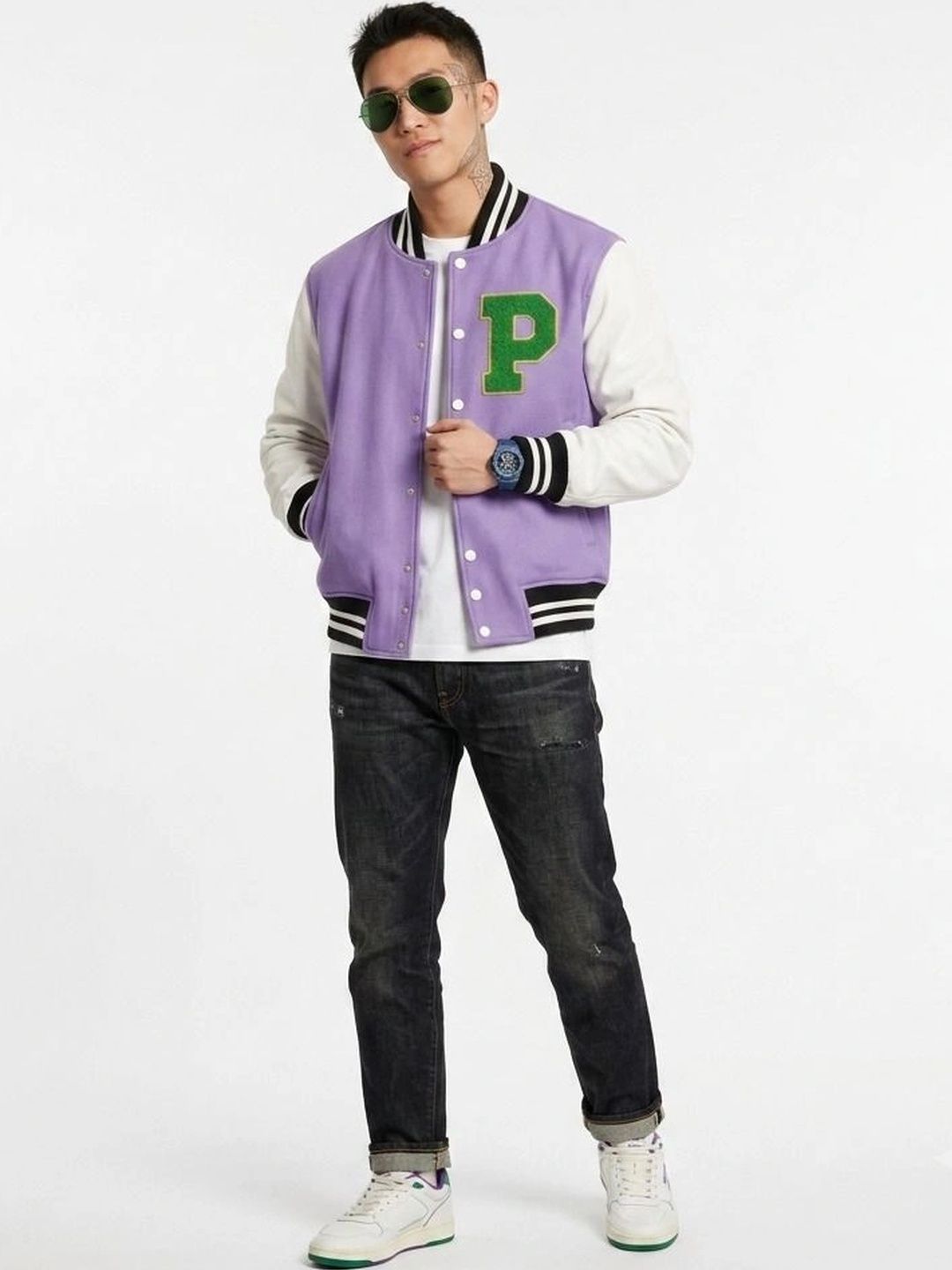 oiin Men Colourblocked Fleece Blend Bomber Jacket-picture-45