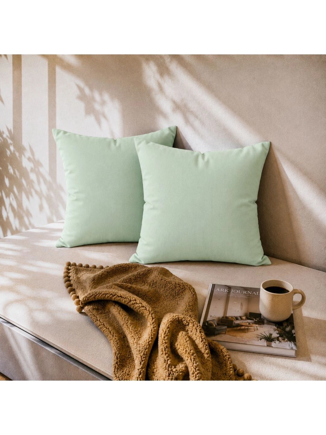 SKANDA FAB 2-Pcs Sea Green Pure Cotton Rectangle Sofa Cushions-picture-39