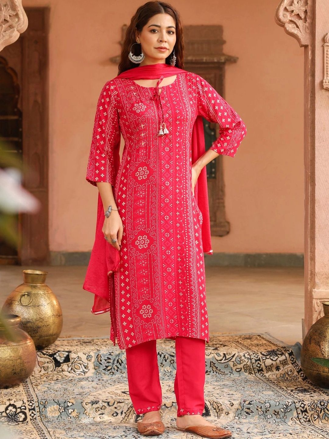 Rain & Rainbow Women Ethnic Motifs Regular Kurta with Trousers & With Dupatta-picture-28