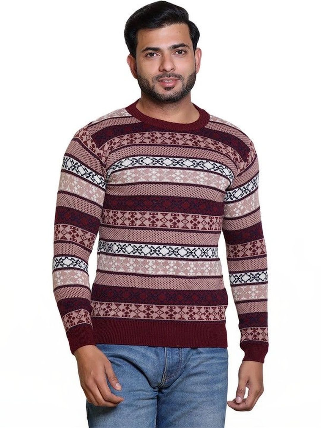 Grand Line Men Fair Isle Striped Pullover-picture-51