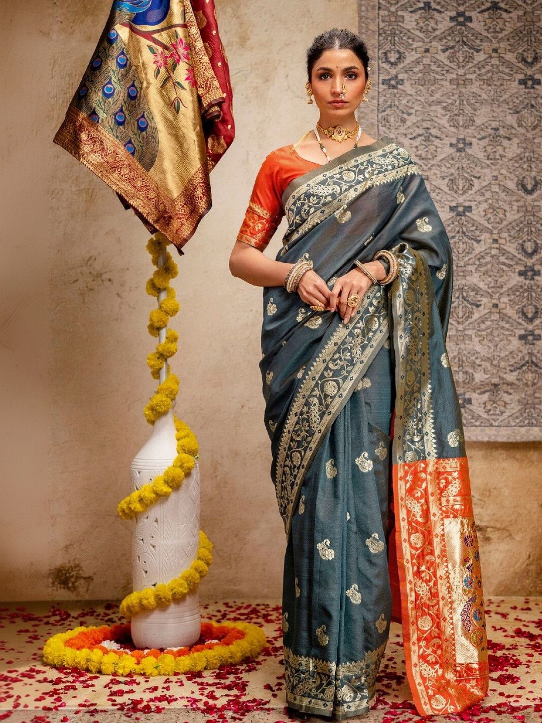 SAARA Woven Design Silk Blend Saree-picture-40