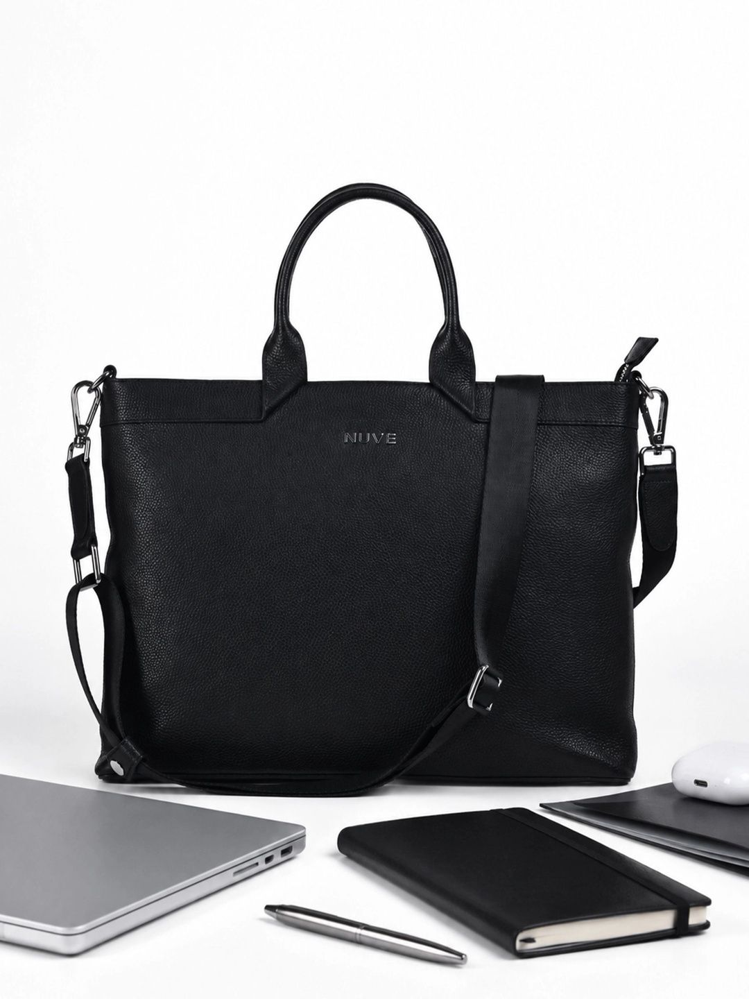 NUVE Men Textured Leather Laptop Bag-picture-35