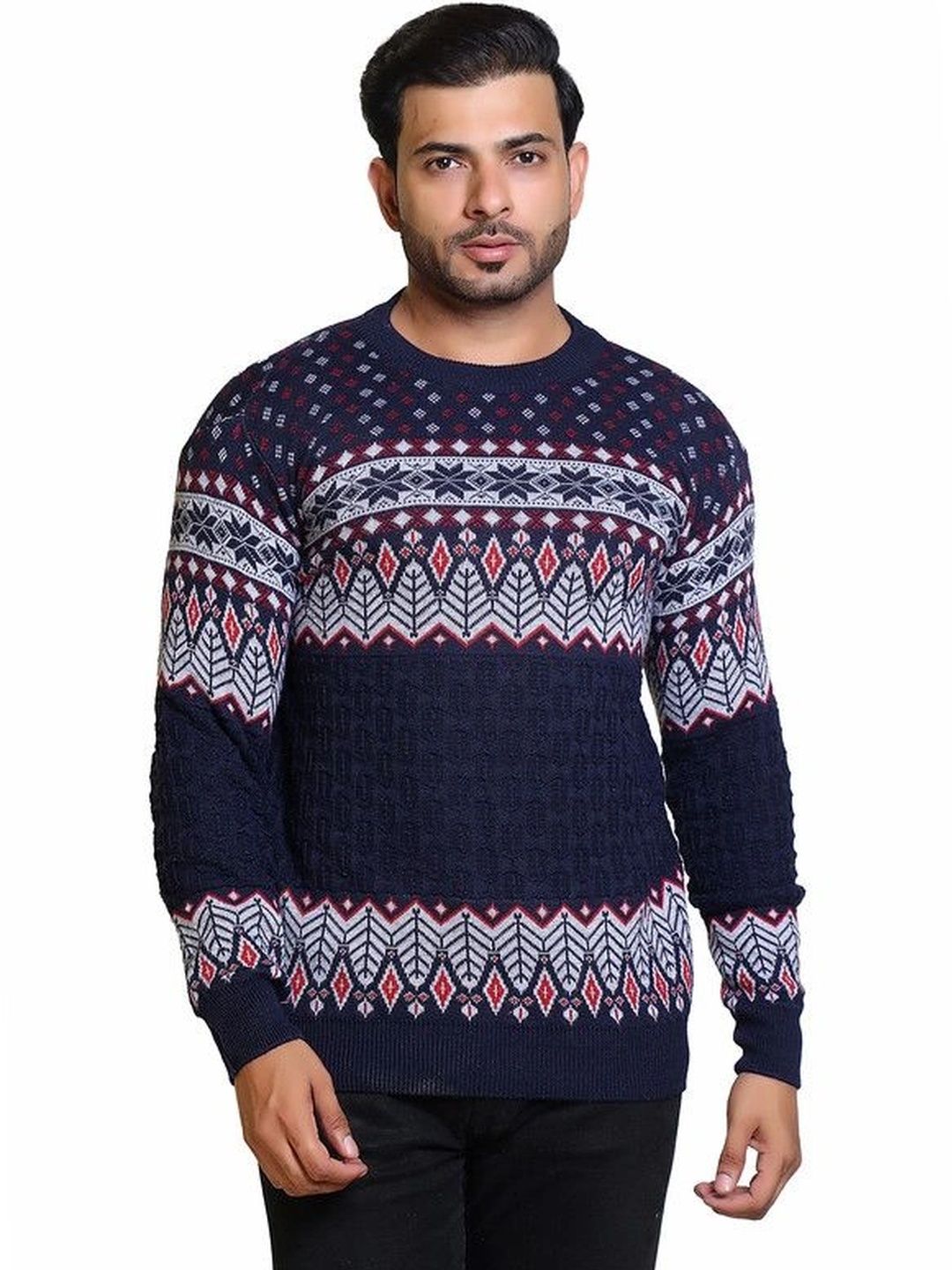 Grand Line Men Fair Isle Printed Pullover-picture-58