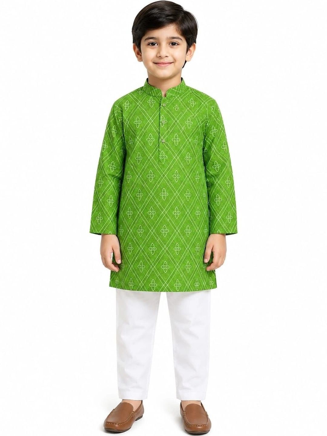 THE WEAVERS SHOP BY RAAVI Boys Printed Regular Pure Cotton Kurta with Trousers-picture-38