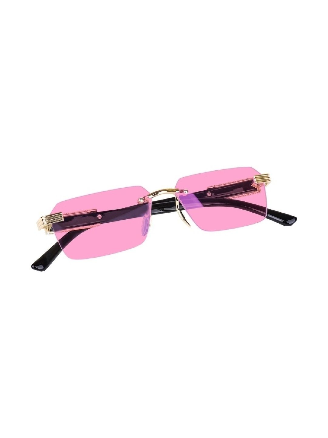 AKAYI Unisex Pink Lens & Gold-Toned Rectangle Sunglasses with-image-10