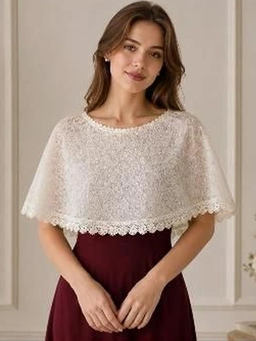 TRUNESS Women Party Embellished Crop Sheer Shrug-picture-13