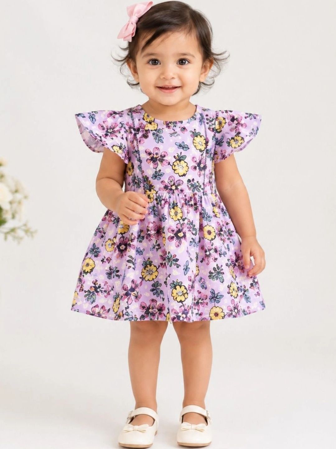 Bella Moda Tropical Print Flutter Sleeve Ruffled A-Line Dress-picture-24