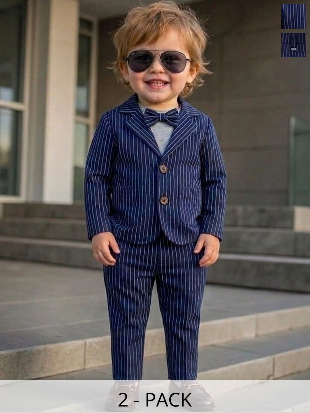 NEMI CREATION Boys Striped Coat with Trousers-picture-33