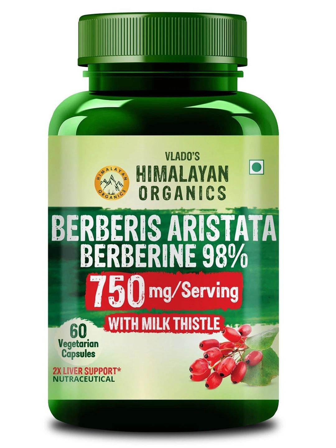 Vlados Himalayan Organics Berberine 750mg with Milk Thistle - 60 Veg Capsules-image-11