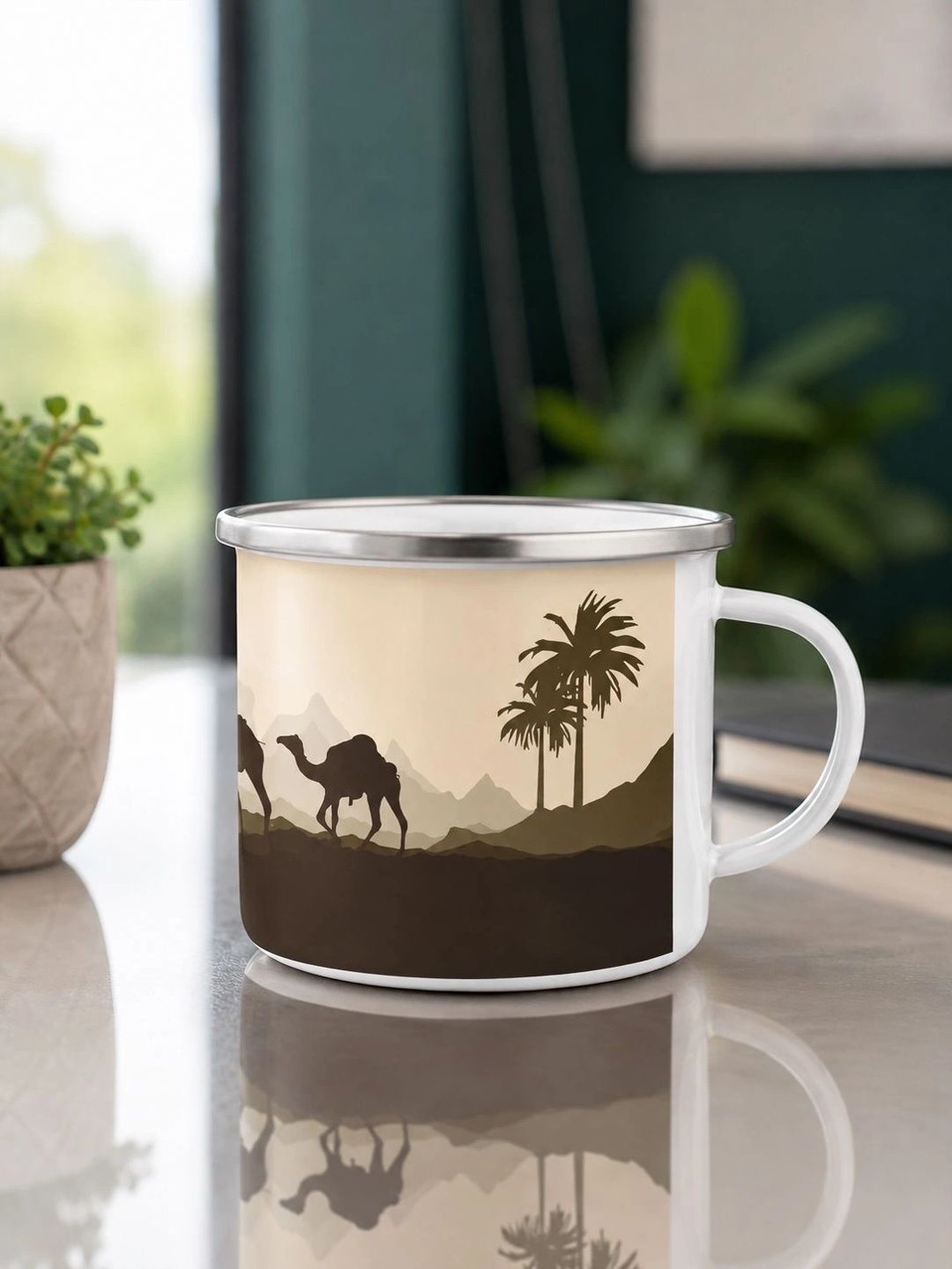 TAJNAN White Natural Elements Printed Stainless Steel Glossy Mugs Set of Cups and Mugs-image-34