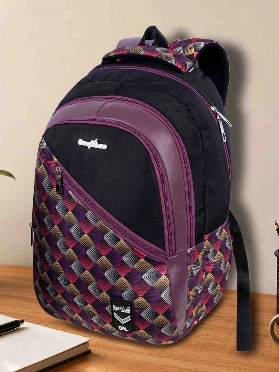 Seenlee Women Geometric Backpack with Compression Straps-image-22