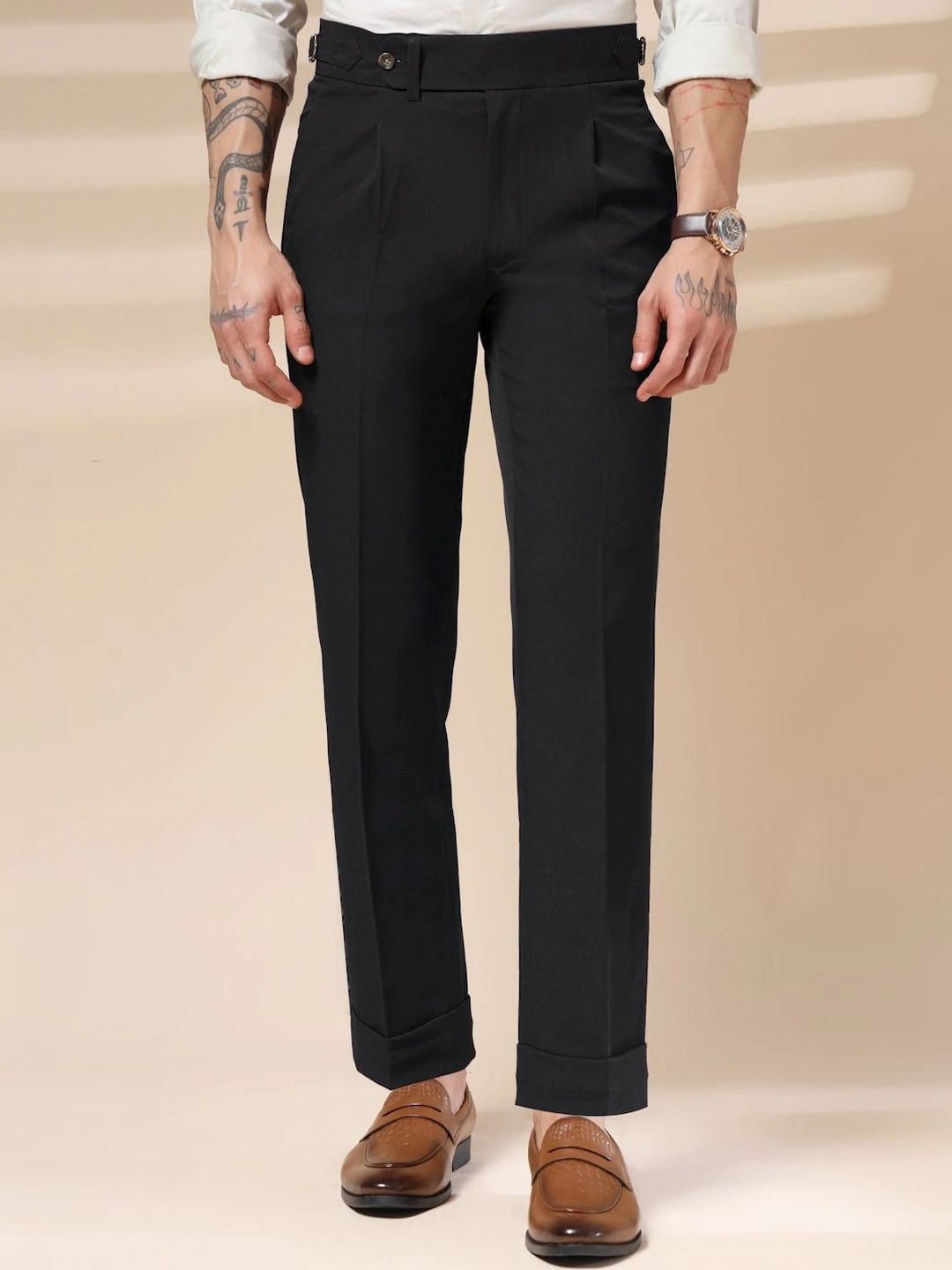Italian Vega Men High-Rise Wrinkle Free Pleated Trousers-picture-57