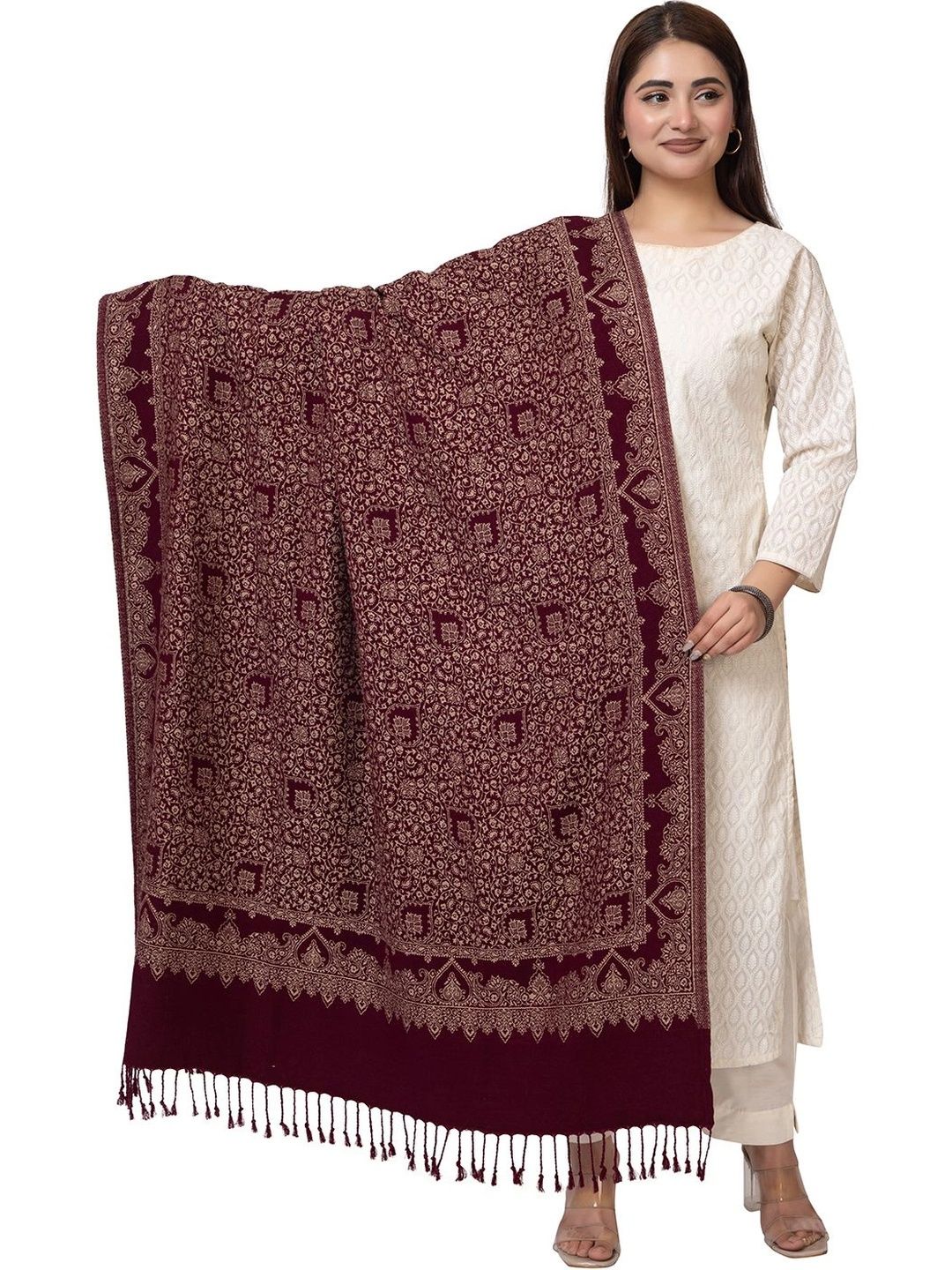 oornika Women Ethnic Motifs Woven Design Shawl-picture-38