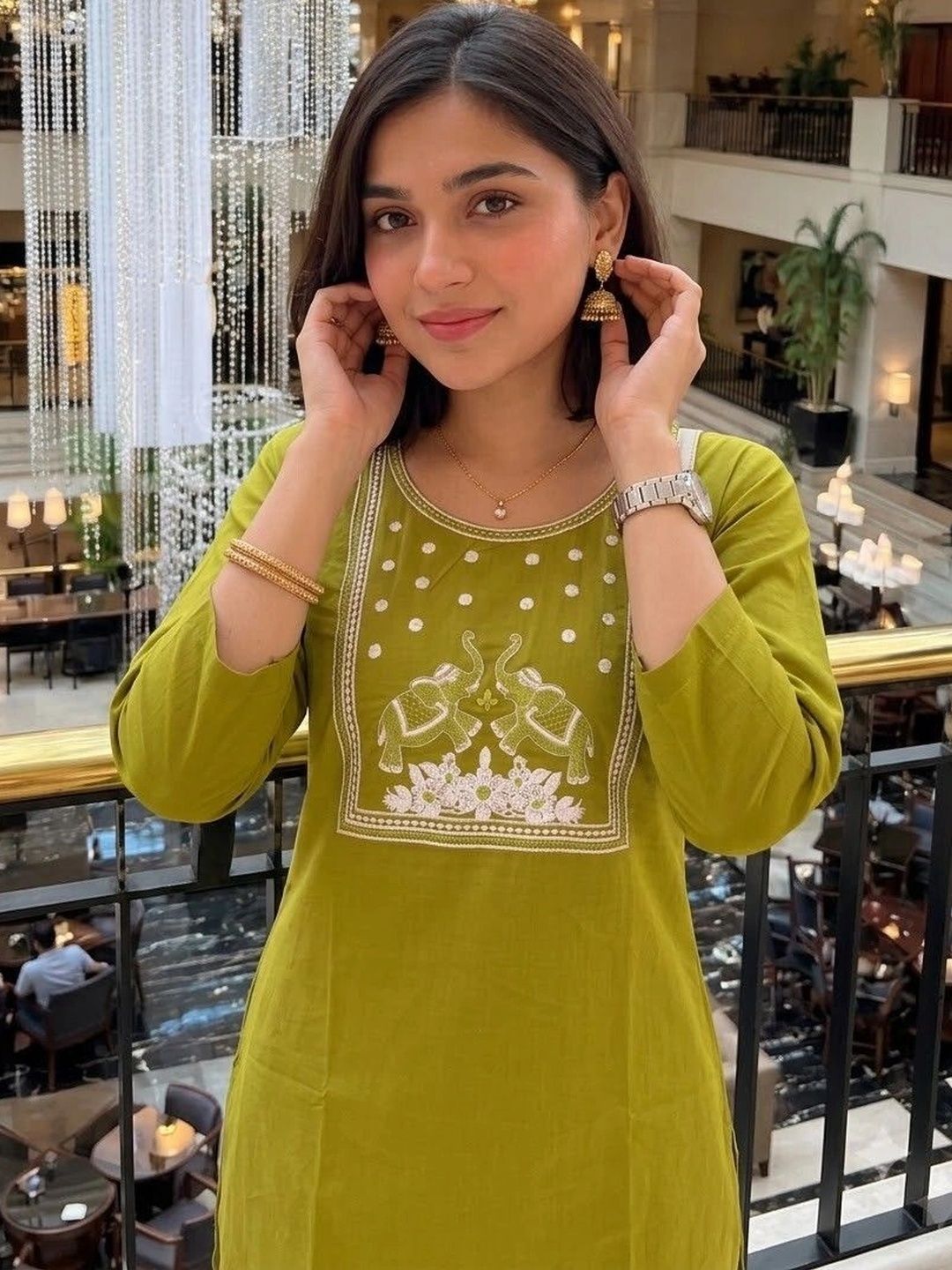 HOUSE OF AXI Ethnic Motifs Embroidered Thread Work Pure Cotton Thread Work Kurti-picture-20