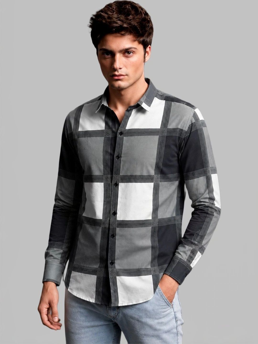 HENSHIKA Men Standard Checked Casual Shirt-picture-37
