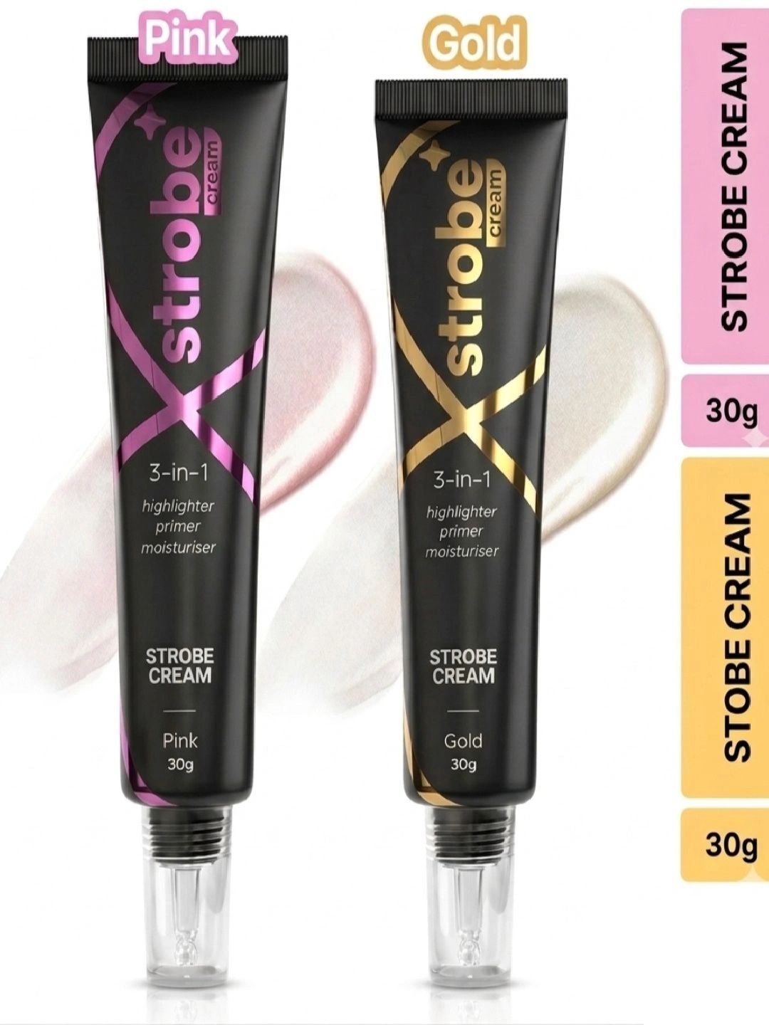 OMAAYAA STORES Set of 2 Luxe Shimmer Duo 3-in-1 Strobe Cream- 30 g Each - Pink & Gold-image-28
