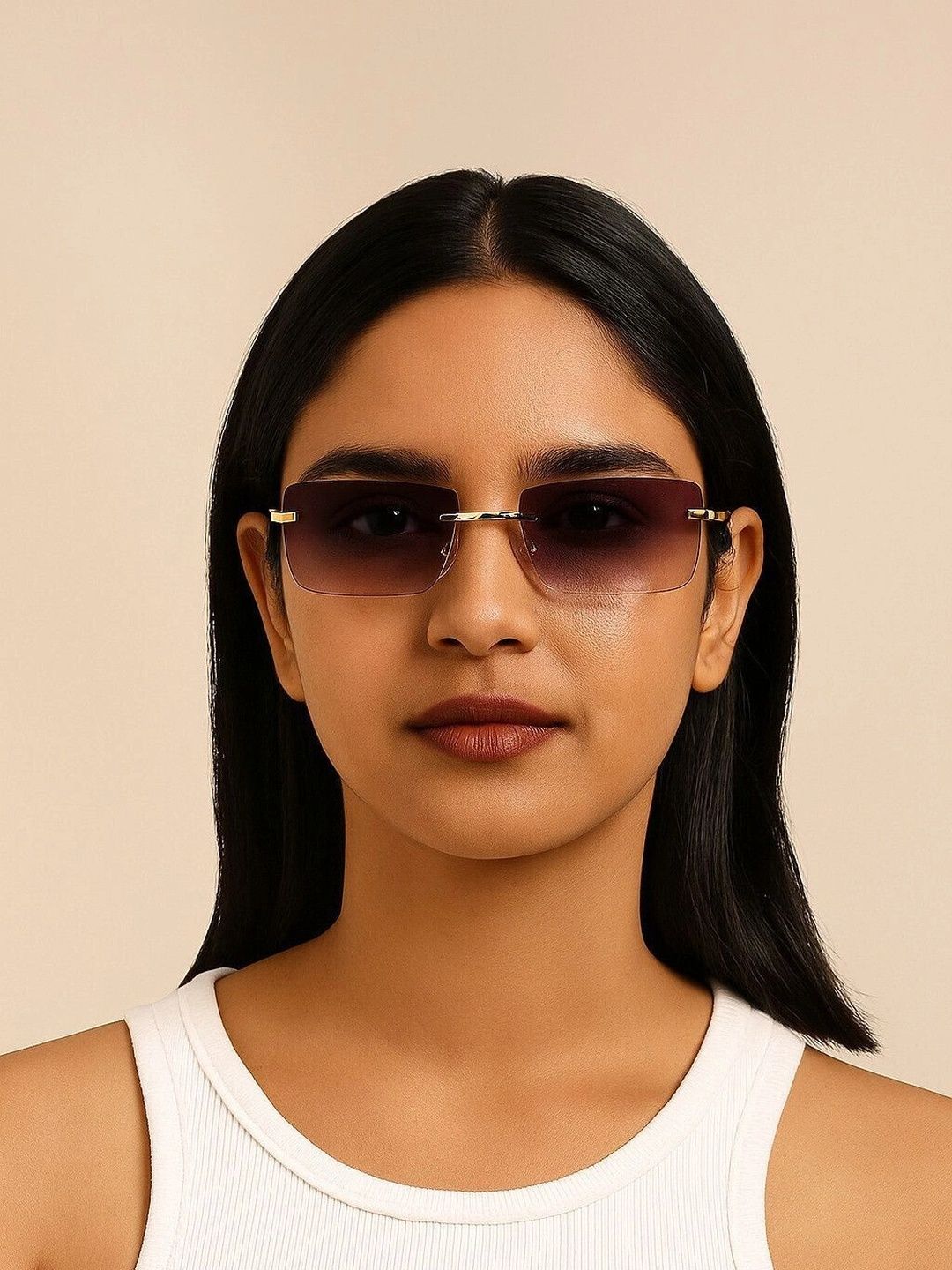 AKAYI Unisex Purple Lens & Gold-Toned Rectangle Sunglasses with-image-20