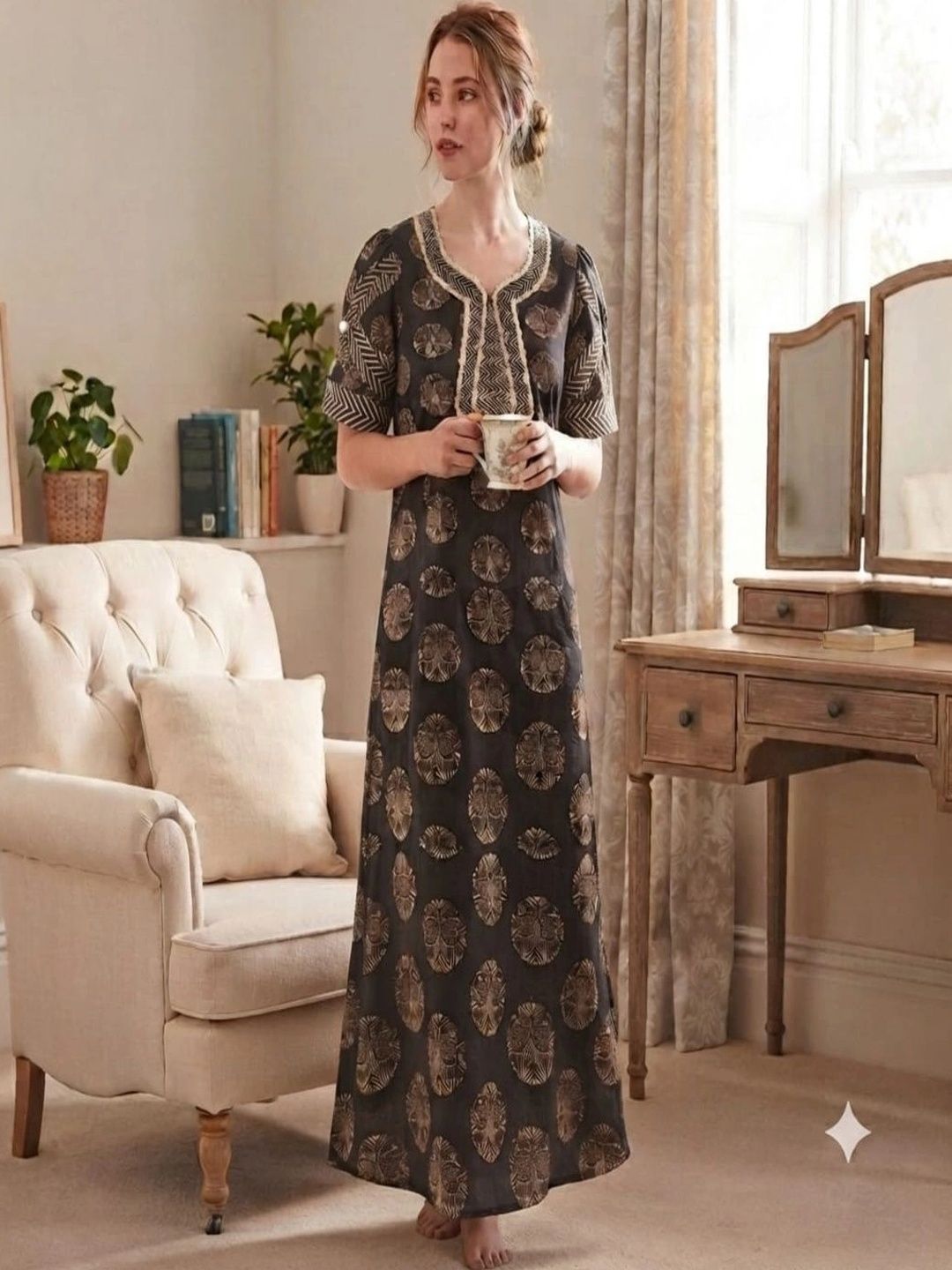 Silakaari Printed Maxi Nightdress-picture-55