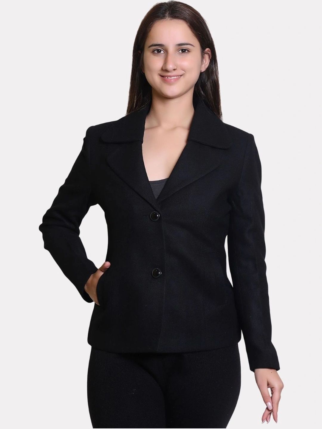 TROO BLUE Single Breasted Spread Collar Overcoat-picture-27
