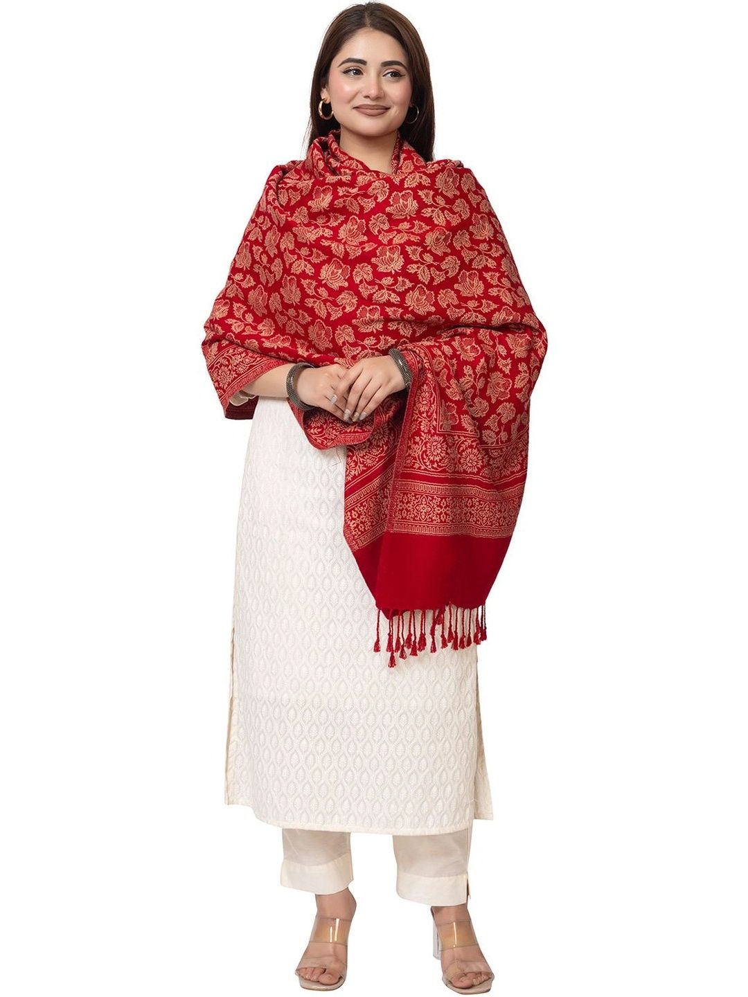 oornika Women Floral Woven Design Shawl-picture-27